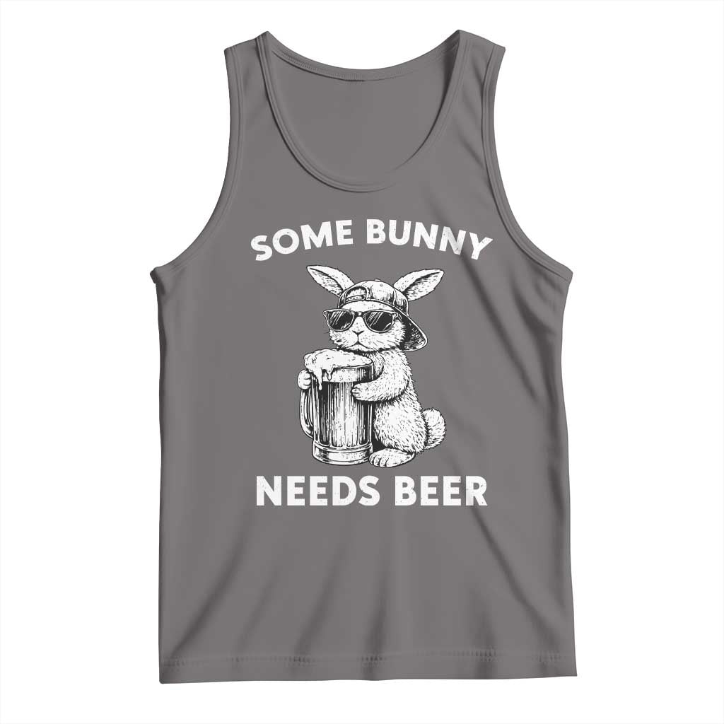 Some Bunny Needs Beer Funny Easter Drinking Humor Tank Top Cool Rabbit with Sunglasses Graphic Gift TS02 Deep Heather Print Your Wear