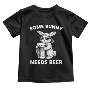 Some Bunny Needs Beer Funny Easter Drinking Humor Toddler T Shirt Cool Rabbit with Sunglasses Graphic Gift TS02 Black Print Your Wear