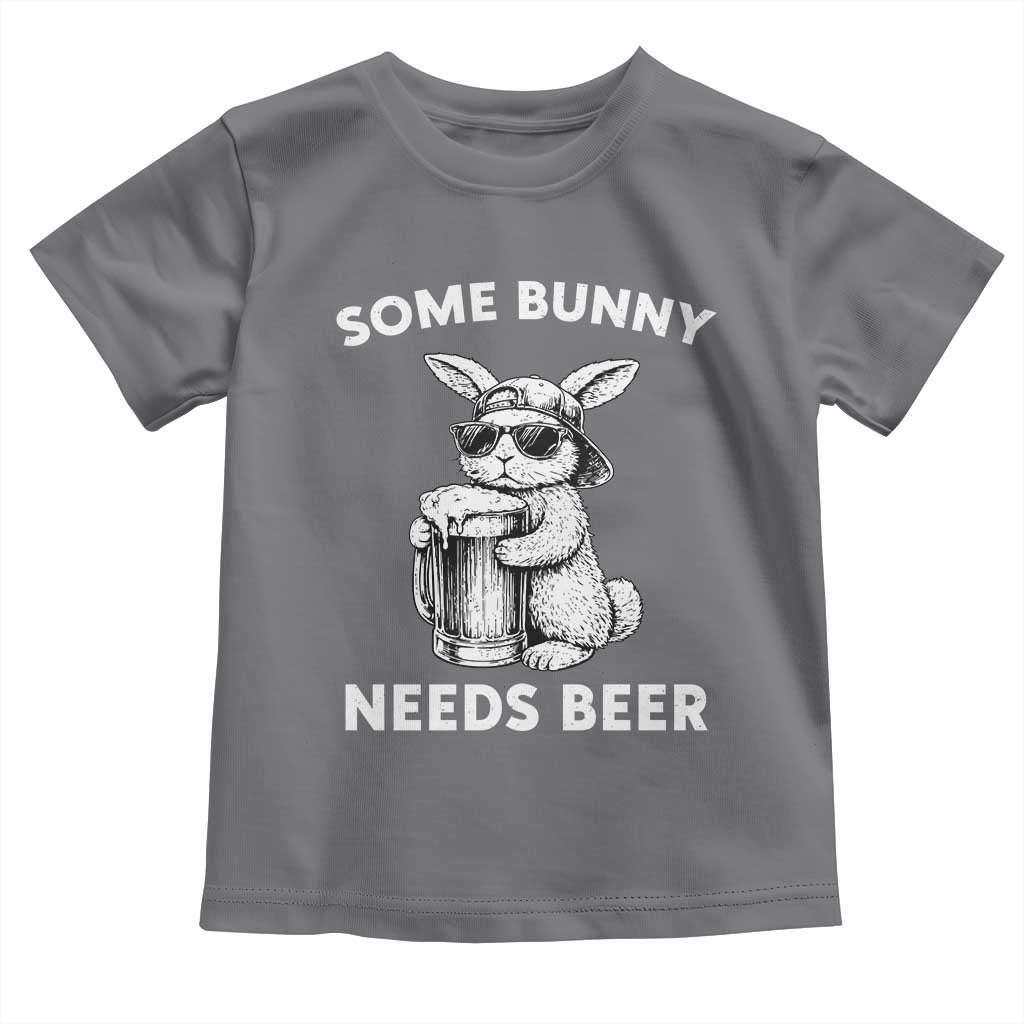 Some Bunny Needs Beer Funny Easter Drinking Humor Toddler T Shirt Cool Rabbit with Sunglasses Graphic Gift TS02 Charcoal Print Your Wear