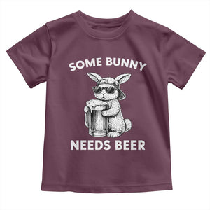 Some Bunny Needs Beer Funny Easter Drinking Humor Toddler T Shirt Cool Rabbit with Sunglasses Graphic Gift TS02 Maroon Print Your Wear