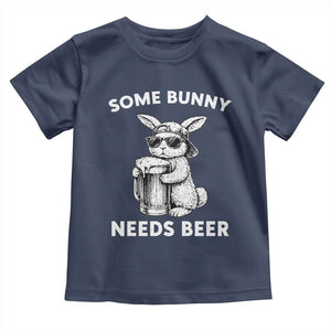 Some Bunny Needs Beer Funny Easter Drinking Humor Toddler T Shirt Cool Rabbit with Sunglasses Graphic Gift TS02 Navy Print Your Wear