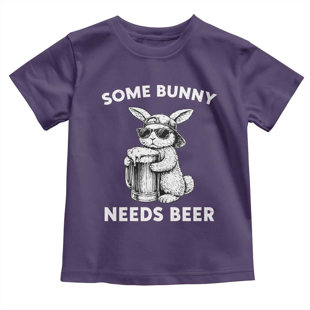 Some Bunny Needs Beer Funny Easter Drinking Humor Toddler T Shirt Cool Rabbit with Sunglasses Graphic Gift TS02 Purple Print Your Wear
