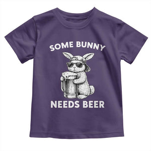 Some Bunny Needs Beer Funny Easter Drinking Humor Toddler T Shirt Cool Rabbit with Sunglasses Graphic Gift TS02 Purple Print Your Wear