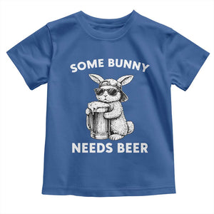 Some Bunny Needs Beer Funny Easter Drinking Humor Toddler T Shirt Cool Rabbit with Sunglasses Graphic Gift TS02 Royal Blue Print Your Wear