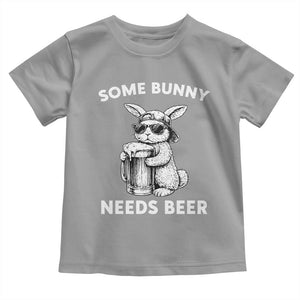 Some Bunny Needs Beer Funny Easter Drinking Humor Toddler T Shirt Cool Rabbit with Sunglasses Graphic Gift TS02 Sport Gray Print Your Wear