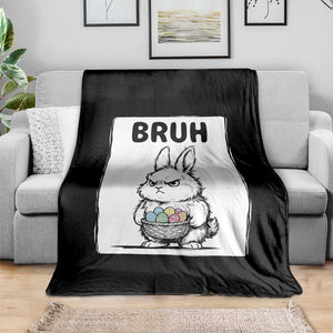 Bruh Angry Easter Bunny with Eggs Basket Throw Blanket Funny Rabbit Meme Humor Graphic Gift TS02 Print Your Wear