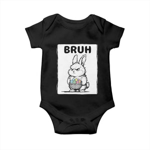 Bruh Angry Easter Bunny with Eggs Basket Baby Onesie Funny Rabbit Meme Humor Graphic Gift TS02 Black Print Your Wear