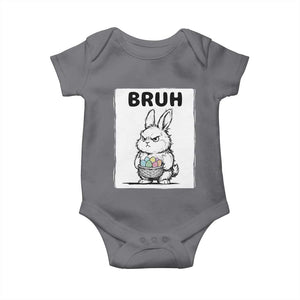 Bruh Angry Easter Bunny with Eggs Basket Baby Onesie Funny Rabbit Meme Humor Graphic Gift TS02 Charcoal Print Your Wear