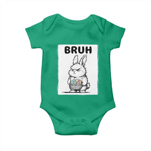 Bruh Angry Easter Bunny with Eggs Basket Baby Onesie Funny Rabbit Meme Humor Graphic Gift TS02 Irish Green Print Your Wear