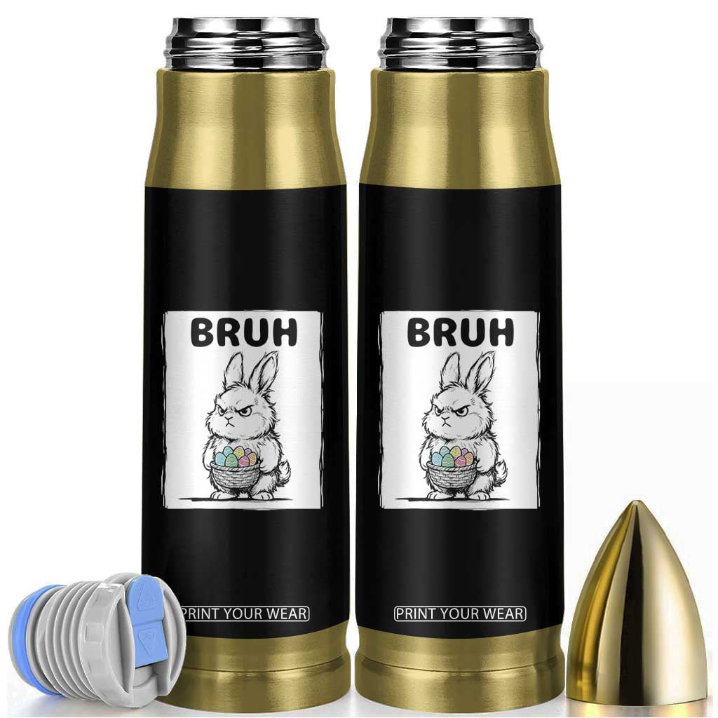 Bruh Angry Easter Bunny with Eggs Basket Bullet Tumbler Funny Rabbit Meme Humor Graphic Gift TS02 Black Print Your Wear
