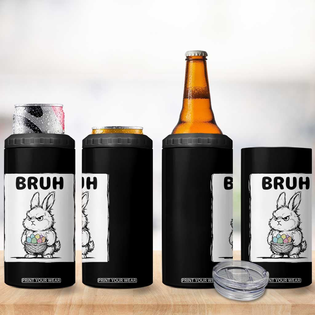 Bruh Angry Easter Bunny with Eggs Basket 4 in 1 Can Cooler Tumbler Funny Rabbit Meme Humor Graphic Gift TS02 Print Your Wear