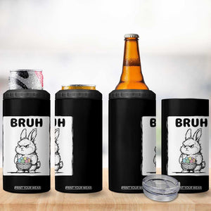Bruh Angry Easter Bunny with Eggs Basket 4 in 1 Can Cooler Tumbler Funny Rabbit Meme Humor Graphic Gift TS02 Print Your Wear