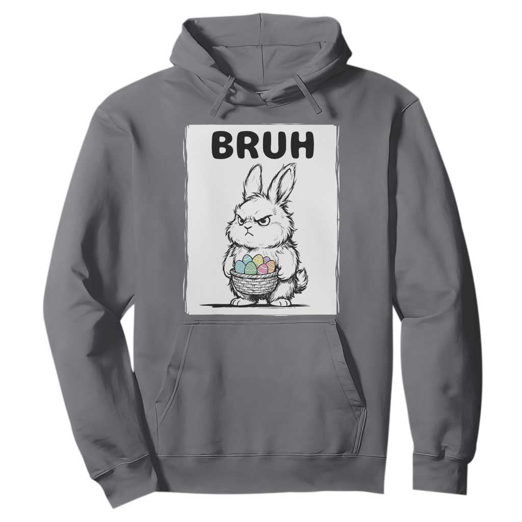 Bruh Angry Easter Bunny with Eggs Basket Hoodie Funny Rabbit Meme Humor Graphic Gift TS02 Charcoal Print Your Wear