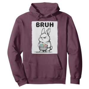 Bruh Angry Easter Bunny with Eggs Basket Hoodie Funny Rabbit Meme Humor Graphic Gift TS02 Maroon Print Your Wear