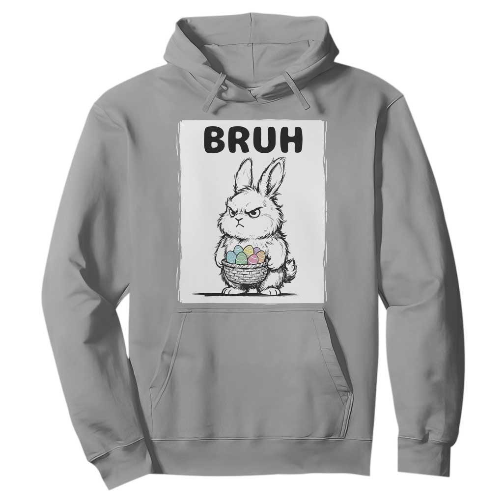 Bruh Angry Easter Bunny with Eggs Basket Hoodie Funny Rabbit Meme Humor Graphic Gift TS02 Sport Gray Print Your Wear