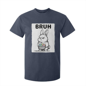 Bruh Angry Easter Bunny with Eggs Basket T Shirt For Kid Funny Rabbit Meme Humor Graphic Gift TS02 Navy Print Your Wear