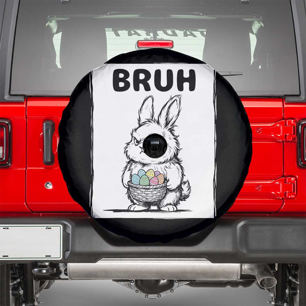 Bruh Angry Easter Bunny with Eggs Basket Spare Tire Cover Funny Rabbit Meme Humor Graphic Gift TS02 Black Print Your Wear