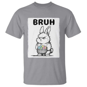 Bruh Angry Easter Bunny with Eggs Basket T Shirt Funny Rabbit Meme Humor Graphic Gift TS02 Sport Gray Print Your Wear