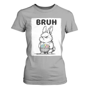 Bruh Angry Easter Bunny with Eggs Basket T Shirt For Women Funny Rabbit Meme Humor Graphic Gift TS02 Sport Gray Print Your Wear