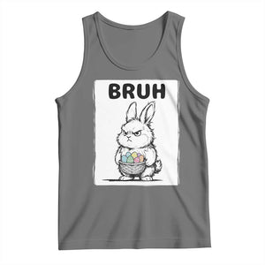 Bruh Angry Easter Bunny with Eggs Basket Tank Top Funny Rabbit Meme Humor Graphic Gift TS02 Black Heather Print Your Wear