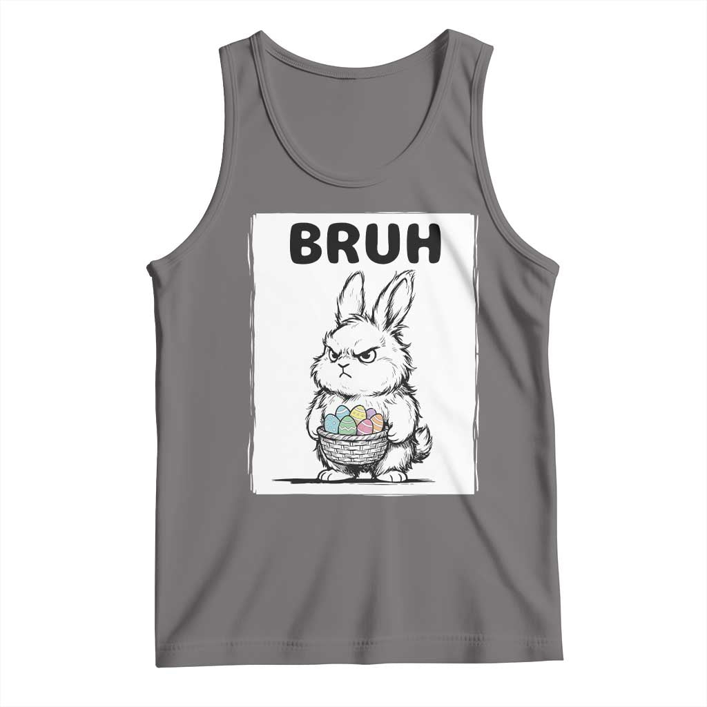 Bruh Angry Easter Bunny with Eggs Basket Tank Top Funny Rabbit Meme Humor Graphic Gift TS02 Deep Heather Print Your Wear