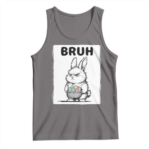 Bruh Angry Easter Bunny with Eggs Basket Tank Top Funny Rabbit Meme Humor Graphic Gift TS02 Deep Heather Print Your Wear