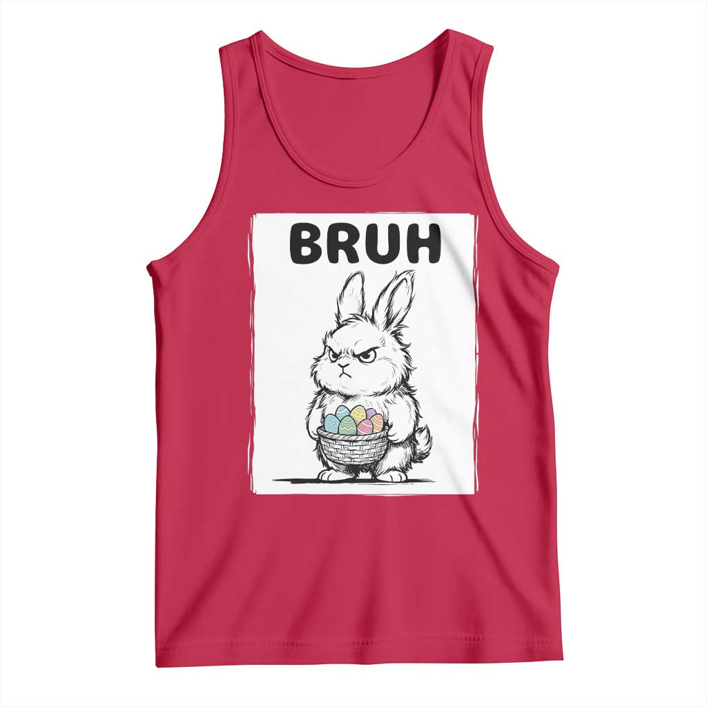 Bruh Angry Easter Bunny with Eggs Basket Tank Top Funny Rabbit Meme Humor Graphic Gift TS02 Red Print Your Wear