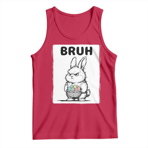 Bruh Angry Easter Bunny with Eggs Basket Tank Top Funny Rabbit Meme Humor Graphic Gift TS02 Red Print Your Wear