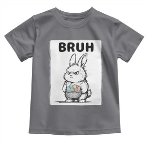 Bruh Angry Easter Bunny with Eggs Basket Toddler T Shirt Funny Rabbit Meme Humor Graphic Gift TS02 Charcoal Print Your Wear