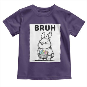 Bruh Angry Easter Bunny with Eggs Basket Toddler T Shirt Funny Rabbit Meme Humor Graphic Gift TS02 Purple Print Your Wear
