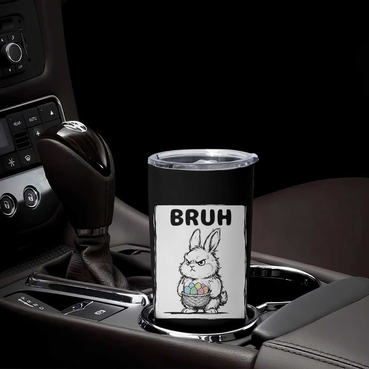 Bruh Angry Easter Bunny with Eggs Basket Tumbler Cup Funny Rabbit Meme Humor Graphic Gift TS02 Print Your Wear