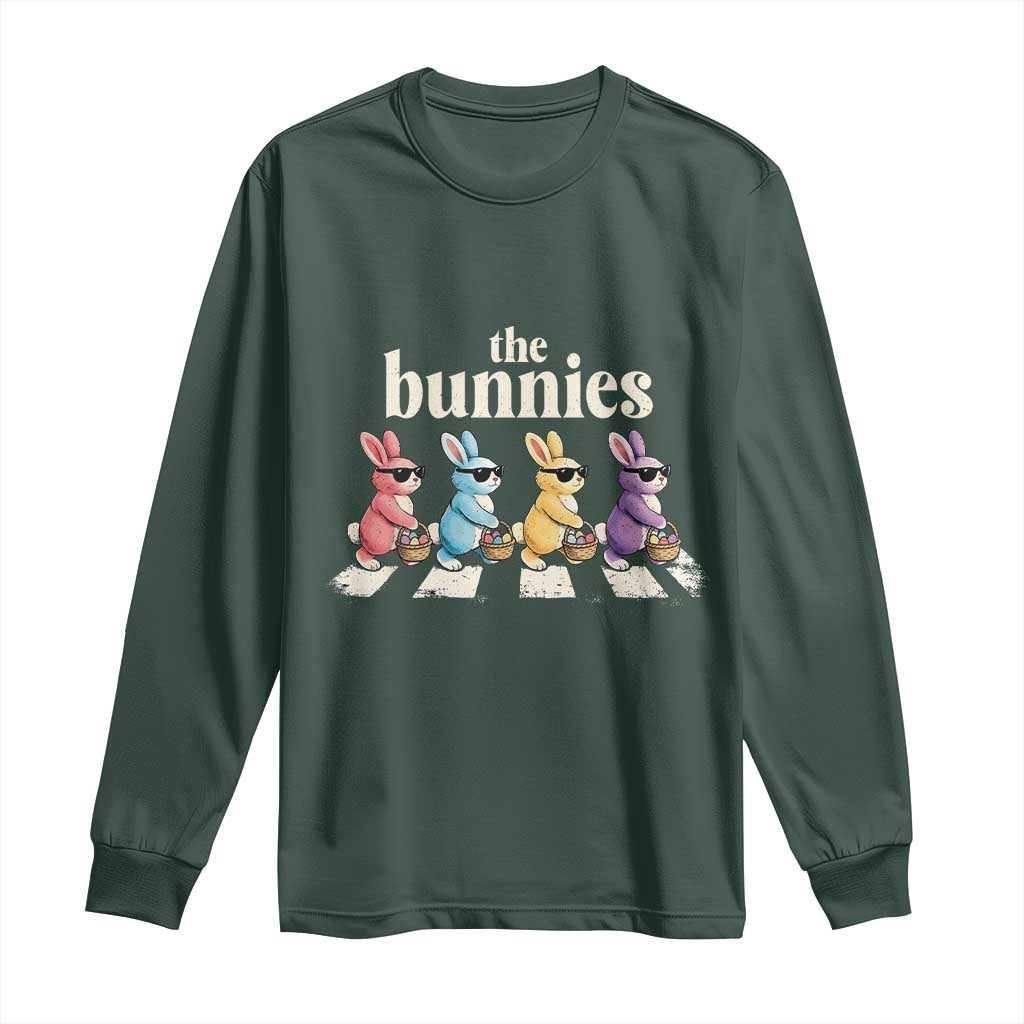 The Bunnies Parody Crossing Rabbits Graphic Long Sleeve Shirt Funny Easter Pop Culture Style Cute Bunny Gift TS02 Dark Forest Green Print Your Wear
