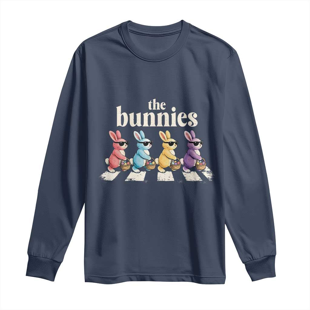 The Bunnies Parody Crossing Rabbits Graphic Long Sleeve Shirt Funny Easter Pop Culture Style Cute Bunny Gift TS02 Navy Print Your Wear