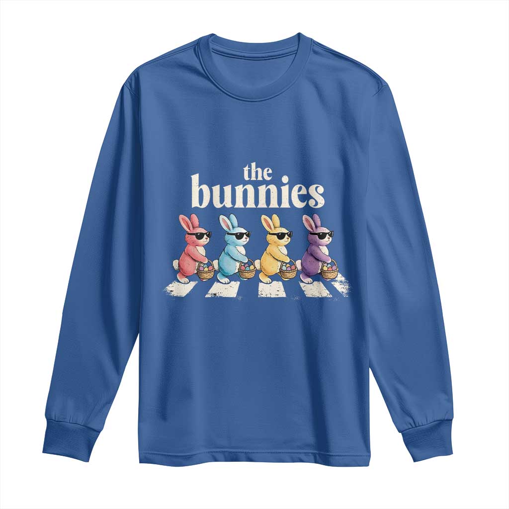 The Bunnies Parody Crossing Rabbits Graphic Long Sleeve Shirt Funny Easter Pop Culture Style Cute Bunny Gift TS02 Royal Blue Print Your Wear