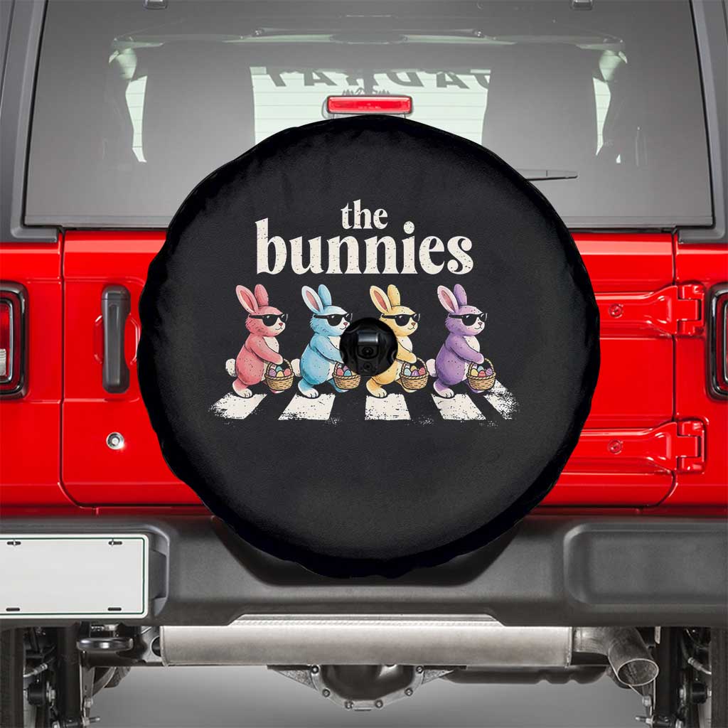 The Bunnies Parody Crossing Rabbits Graphic Spare Tire Cover Funny Easter Pop Culture Style Cute Bunny Gift TS02 Black Print Your Wear