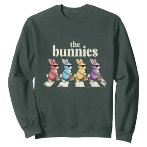 The Bunnies Parody Crossing Rabbits Graphic Sweatshirt Funny Easter Pop Culture Style Cute Bunny Gift TS02 Dark Forest Green Print Your Wear