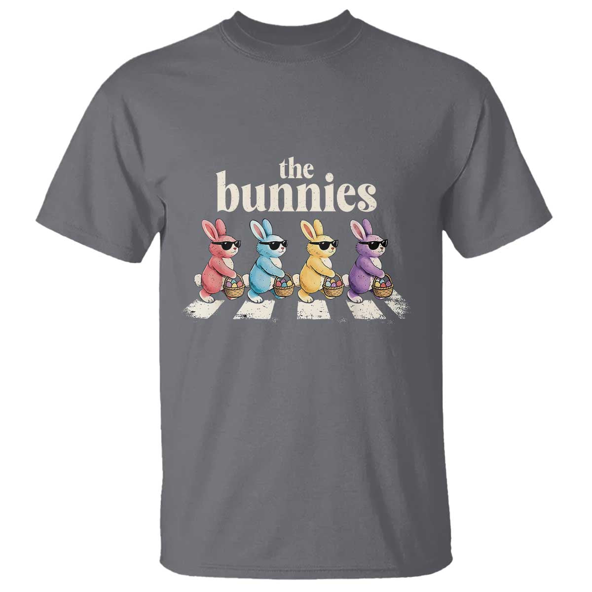The Bunnies Parody Crossing Rabbits Graphic T Shirt Funny Easter Pop Culture Style Cute Bunny Gift TS02 Charcoal Print Your Wear