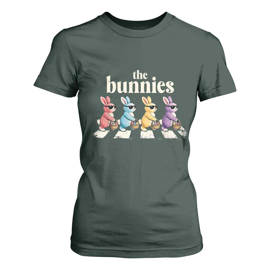 The Bunnies Parody Crossing Rabbits Graphic T Shirt For Women Funny Easter Pop Culture Style Cute Bunny Gift TS02 Dark Forest Green Print Your Wear