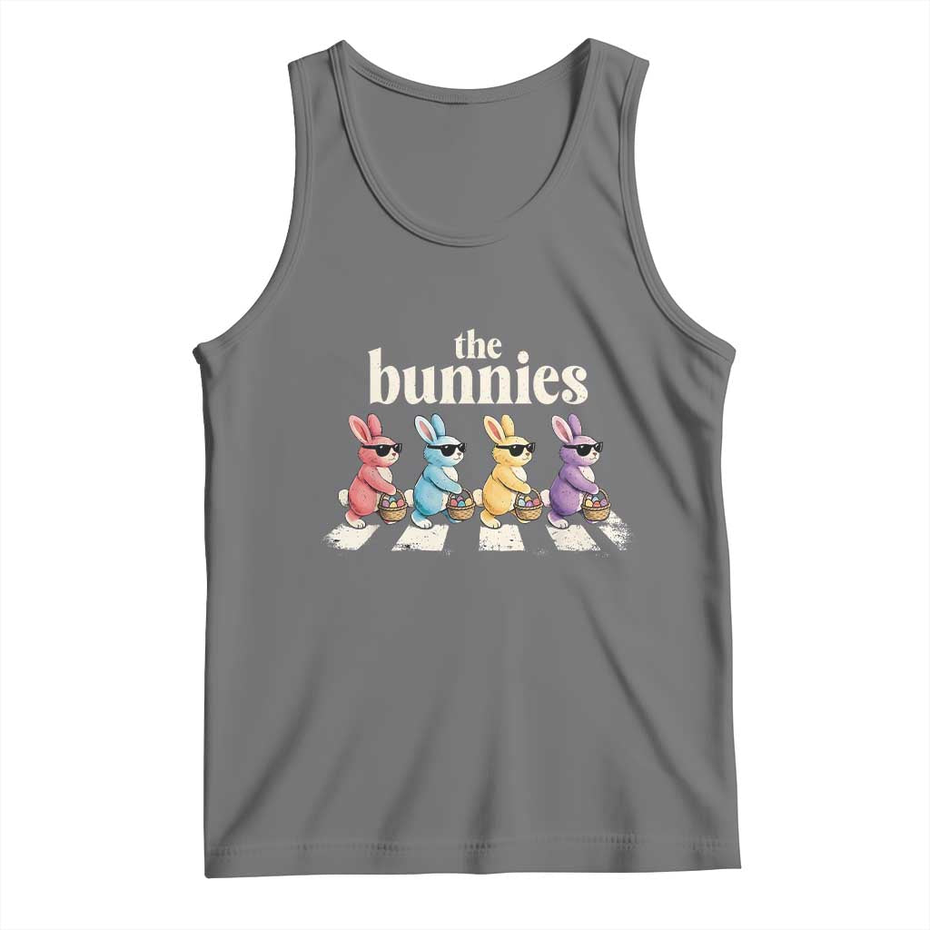 The Bunnies Parody Crossing Rabbits Graphic Tank Top Funny Easter Pop Culture Style Cute Bunny Gift TS02 Black Heather Print Your Wear