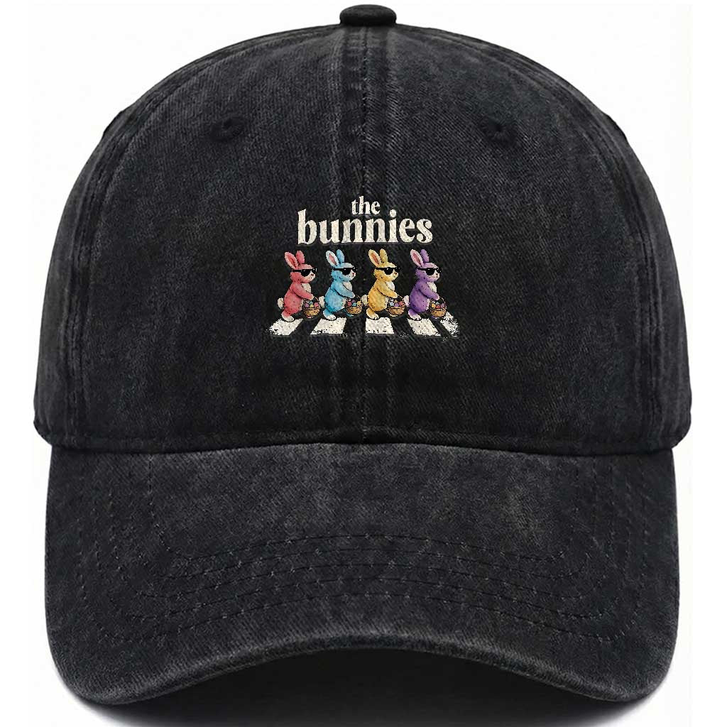 The Bunnies Parody Crossing Rabbits Graphic Washed Cotton Baseball Cap Funny Easter Pop Culture Style Cute Bunny Gift TS02 Print Your Wear