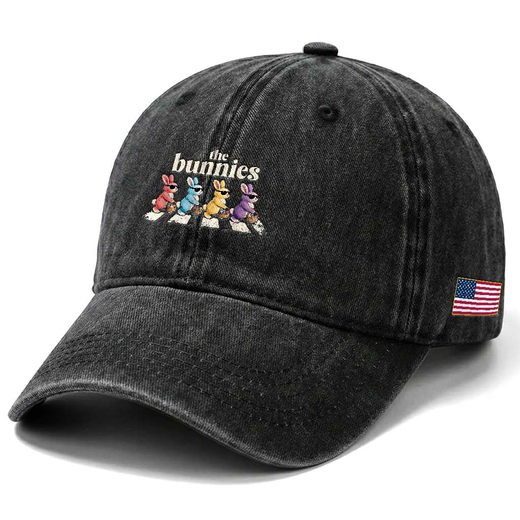 The Bunnies Parody Crossing Rabbits Graphic Washed Cotton Baseball Cap Funny Easter Pop Culture Style Cute Bunny Gift TS02 Print Your Wear