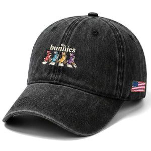 The Bunnies Parody Crossing Rabbits Graphic Washed Cotton Baseball Cap Funny Easter Pop Culture Style Cute Bunny Gift TS02 Print Your Wear