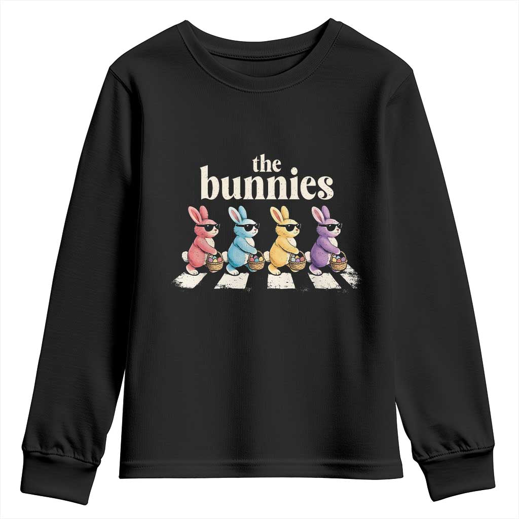 The Bunnies Parody Crossing Rabbits Graphic Youth Sweatshirt Funny Easter Pop Culture Style Cute Bunny Gift TS02 Black Print Your Wear
