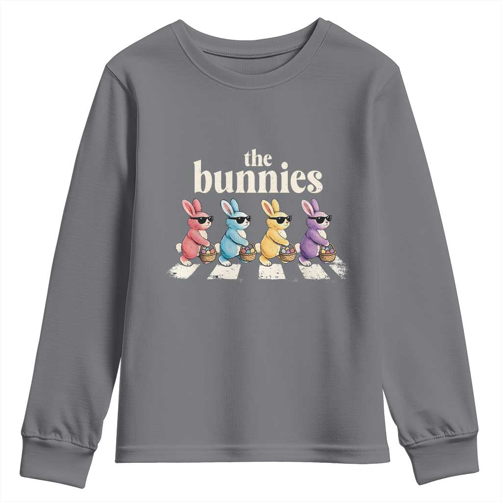 The Bunnies Parody Crossing Rabbits Graphic Youth Sweatshirt Funny Easter Pop Culture Style Cute Bunny Gift TS02 Charcoal Print Your Wear