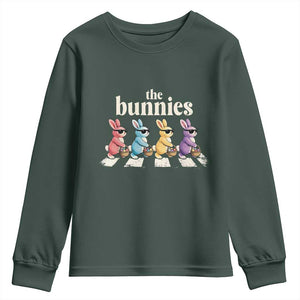 The Bunnies Parody Crossing Rabbits Graphic Youth Sweatshirt Funny Easter Pop Culture Style Cute Bunny Gift TS02 Dark Forest Green Print Your Wear