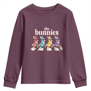 The Bunnies Parody Crossing Rabbits Graphic Youth Sweatshirt Funny Easter Pop Culture Style Cute Bunny Gift TS02 Maroon Print Your Wear