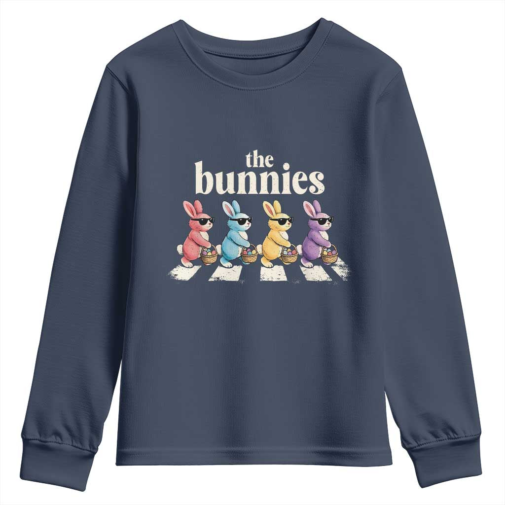 The Bunnies Parody Crossing Rabbits Graphic Youth Sweatshirt Funny Easter Pop Culture Style Cute Bunny Gift TS02 Navy Print Your Wear