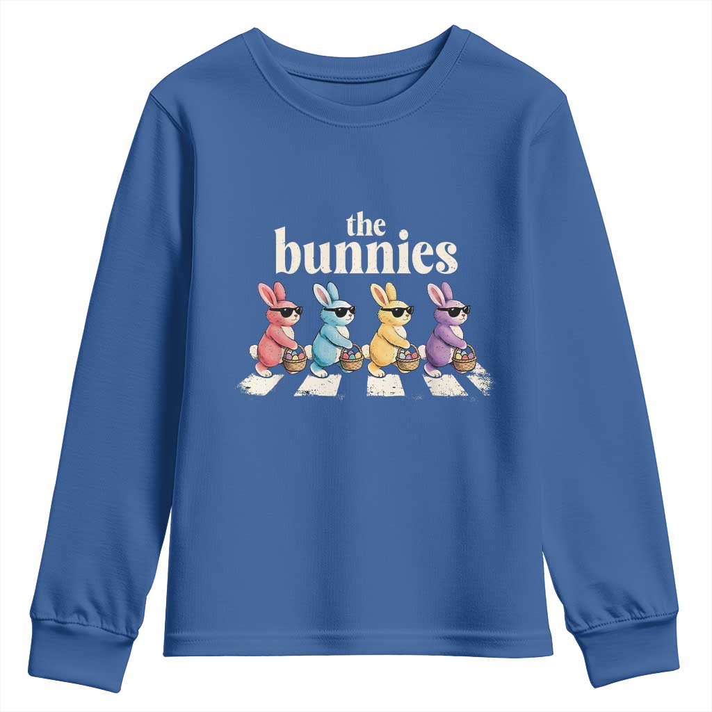 The Bunnies Parody Crossing Rabbits Graphic Youth Sweatshirt Funny Easter Pop Culture Style Cute Bunny Gift TS02 Royal Blue Print Your Wear