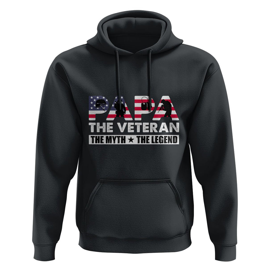 Patriotic Papa Hoodie The Veteran The Myth The Legend Dad Father's Day TS02 Black Print Your Wear