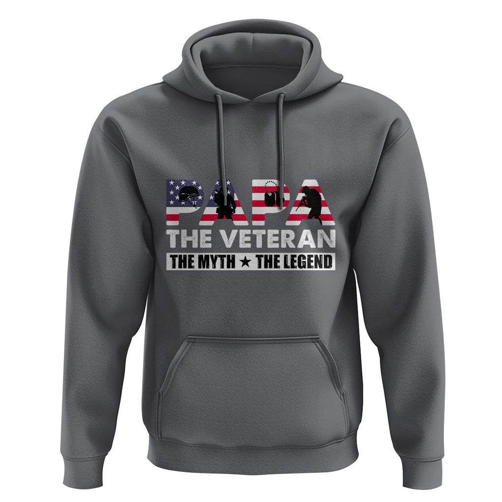 Patriotic Papa Hoodie The Veteran The Myth The Legend Dad Father's Day TS02 Charcoal Print Your Wear